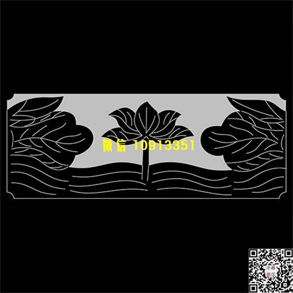 精雕图287荷花莲花精雕图线雕图线条图单线铣底图_电脑雕刻plt文泰矢量图精雕图浮雕图